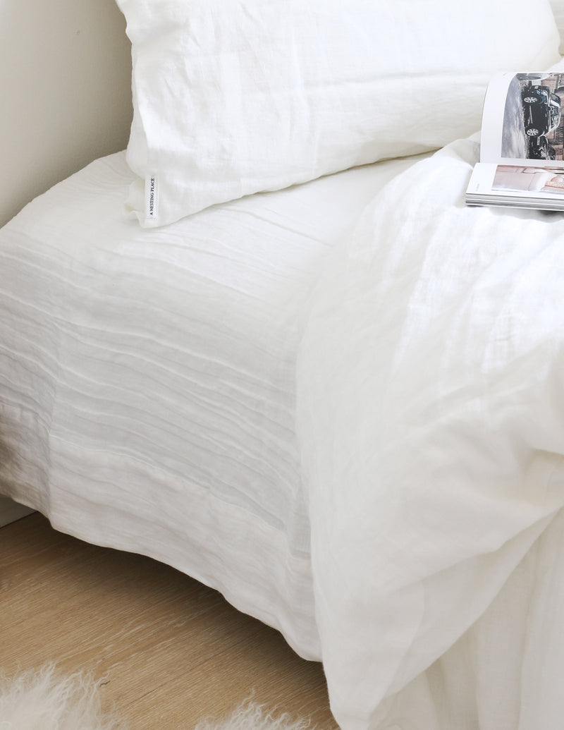 Linen Flat sheet - White