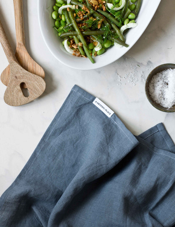 Linen Kitchen Towel - Grey Blue