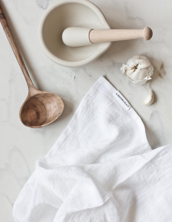 Linen Kitchen Towel - White