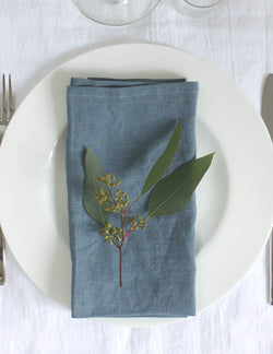Linen Napkin Sets - Greyblue